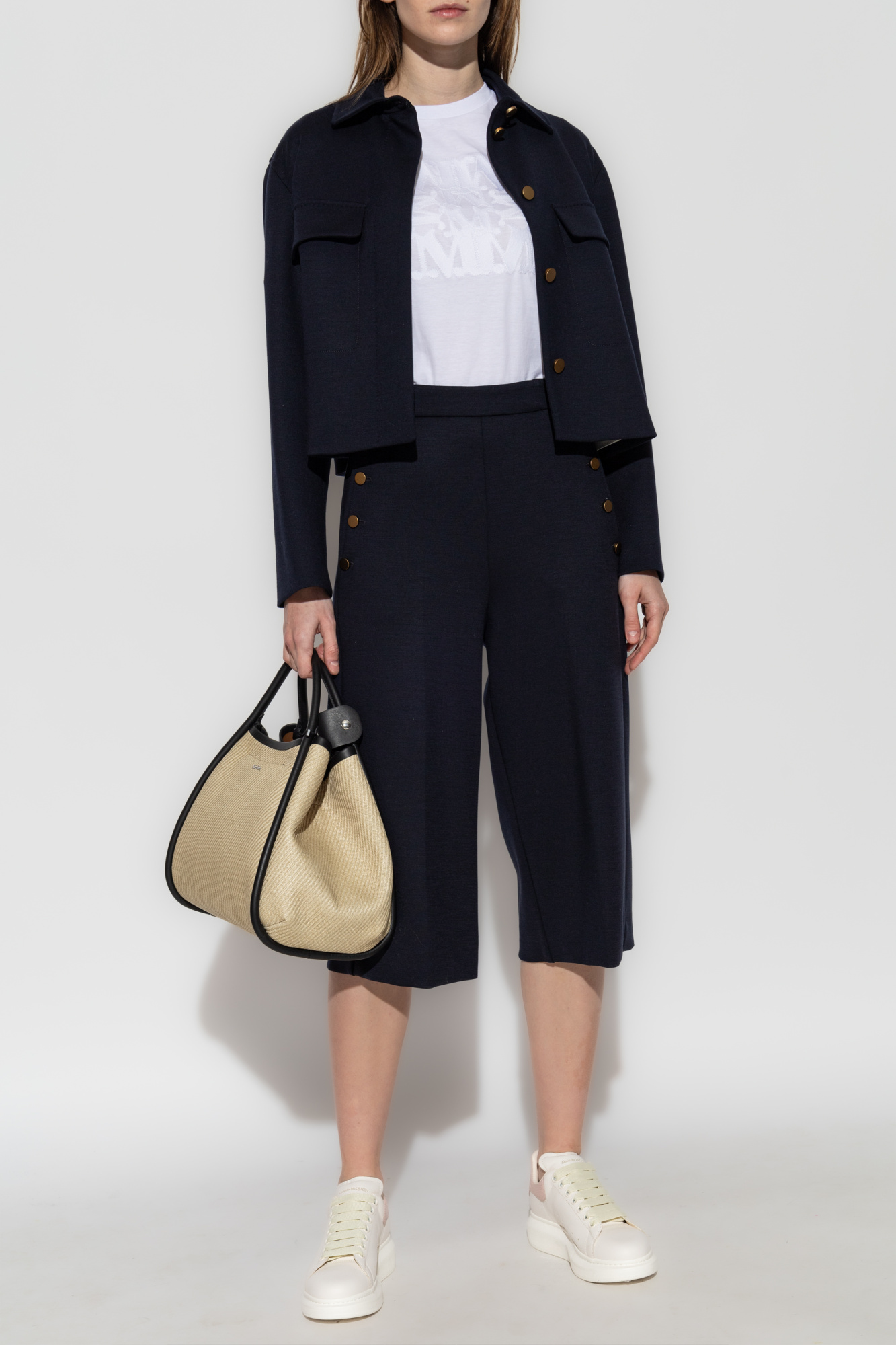 MAXMARA ホタンティテルハermudaショツ VALDEZ2511781061 002 Navy blue Bermuda shorts 'Valdez' Max Mara - Vitkac AS